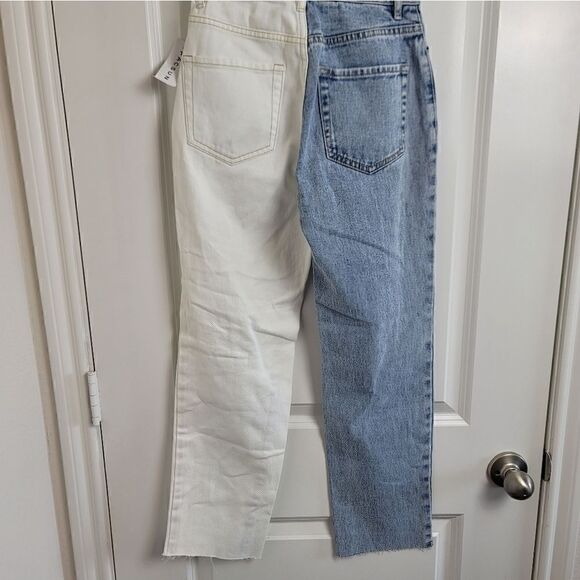 NWT- PACSUN Two-Tone Distressed High Waisted Straight Leg Jeans - Picture 11 of 13